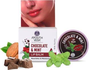 Ayouthveda Chocolate & Mint Lip Balm For Men & Women|Moisturizer For Chapped And Dry Lips | Enriched with Almond & Olive Oil