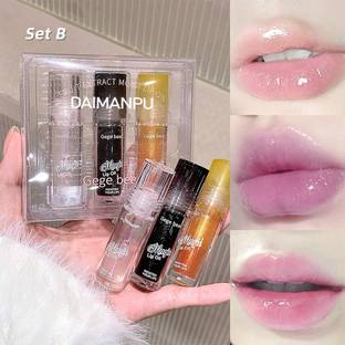 DAIMANPU Gege Bear 3in1 Glittery Korean Lipgloss Set, Lip Repair Moisturizing, Plumping