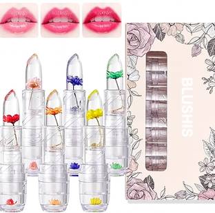 BLUSHIS Waterproof Lipstick Jelly Flower Transparent Color Changing Lip Gloss Set of 6