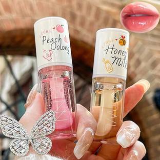 MACMOJI 2Pcs Honey and Peach Lip Oil Set