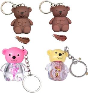 KA CAYLA teddy bear shaped lipstick + lipgloss with key chain l long lasting l waterproof