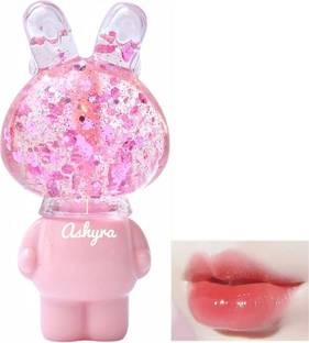 Ashyra Lip Gloss in Bunny Bottle – Pink Tint with Glitter Sparkle (Pack of 1)