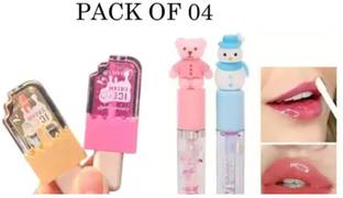 FITBYTE COMBO OF 4 PRODUCT LIMPET BEAUTY TEDDY BEAR LIP GLOSS & ICE GLOSS