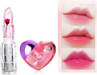 Ashyra Flower Lipstick + Heart Shape Lip gloss (Pack of 2)