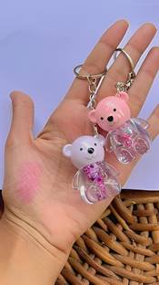 pink cheeks Teddybear Lipgloss KeyChain Teddy bear shape lip gloss, Waterproof Long Lasting