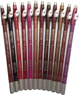 ads Perfect Eye and Lip Liner Pencil with Sharpener (Eye Liner, Lip Liner Pencil 12 Pieces) (Multi color)
