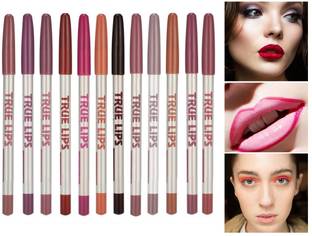 Herrlich High pigment True Lips Lip Liner Pencil, Velvet Finish (Set of 12)
