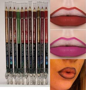 ads 2 Sides Lip Liner Pencil with Sharpener (Eye Liner, Lip Liner Pencil 12 Pieces)