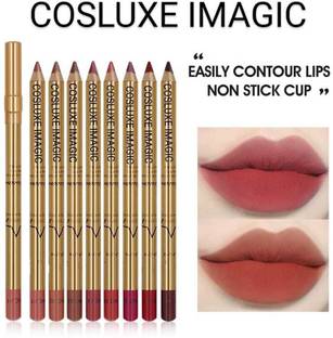 COSLUXE IMAGIC PROfessional 8 Colors Lip Liner Pencil SET, GLODEN SILKY LIP LINER PENCIL