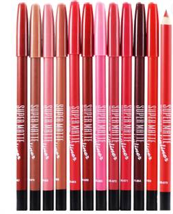 JLVH Matte Lip Liner Pencil - Set of 12 (Multicolor)
