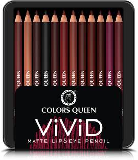 COLORS QUEEN Vivid Matte Lip & Eye Pencil, Long Lasting & Waterproof Lip Liner Pencil set