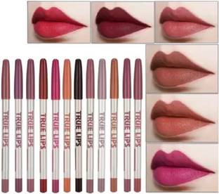 Amaryllis New High Quality Professional Makeup Lip liner Pencil Set of 12 (Multi Colour)