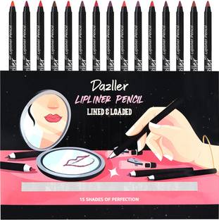 Dazller Lip Liner Lined & Loaded - Lightweight Precise Matte Liners, In-Built Sharpener
