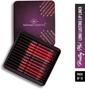 Shryoan Pretty Me Bold Lipliner & Eye Liner Pencil Set of 12 | Smudge Proof & Waterproof 21.6 g