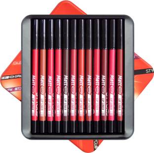 VARS LONDON Matte Lip Liner Set of 12 | Bold Matt Lip Liner | Long-lasting | Matte Finish
