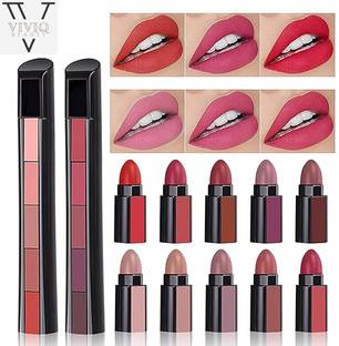 VIVIQ Non Transfer Insta Beauty 5in1 Waterproof|Enrich Matte Lipstick|Red+Nude Edition