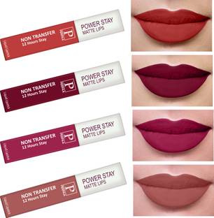 Perpaa Power Stay Liquid Matte Lipstick - Waterproof combo of 4 (Upto12 Hrs Stay)