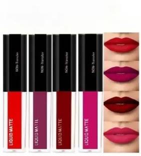 huemic Red Matte Lipsticks Waterproof Pack of 4 PC