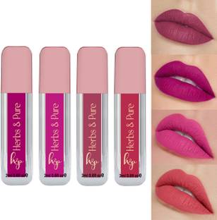 Herbs and Pure Everyday Combo of 4 Transfer-Proof, Matte, Bold & Lightweight Liquid Lipstick
