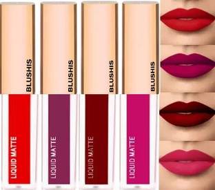 BLUSHIS Super Stay Sensational Waterproof Matte Liquid Lipsticks Combo Pack of 4 pc