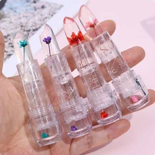asija makeovers Multicolor Flower Lipstick Jelly Flower Transparent Color ( pack of 4)