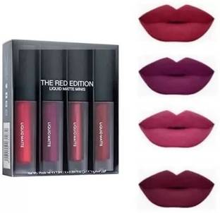 Glemmi Insta Beauty Super Stay Water Proof Sensational Liquid Matte Lipstick,B Set of 4