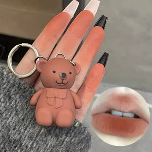 HSQ Teddy Bear Lipstick – Matte Long-Lasting Lip Tint with Keychain Design