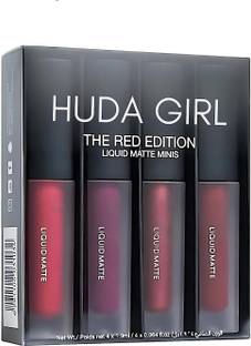 Huda Girl BEAUTY Matte Mini Liquid Lipsticks for Women , Waterproof , (Red Swiss Edition)