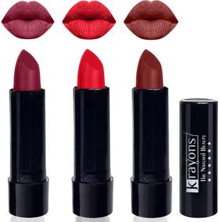 KRAYONS Cute Pop Matte Lipstick, Waterproof, Longlasting (Pack of 3)