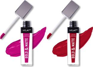 MILAP Bold & Matte Liquid Lipstick, Pack of 2, (The Beatles,Silk Route)