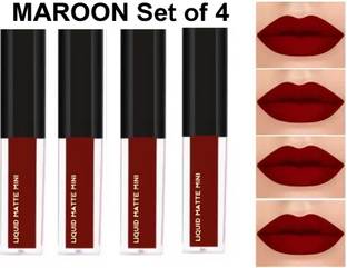 BLUSHIS Non Transfer Liquid Waterproof Matte Liquid Lipstick Pack of 4 Shade MAROON
