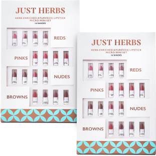 Just Herbs Ayurvedic Lipstick Micro-Mini Kit - 16 Shades Pack Of 2