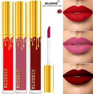 BLUSHIS Non Transfer Professionally Longlasting Liquid Lipstick Combo Set Of 3 pc