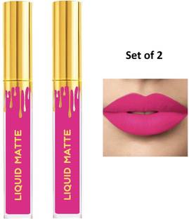 NYN HUDA HD Beauty Liquid Non Transfer Waterproof Matte Lipstick, Shade Pink Pack of 2