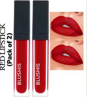 BLUSHIS HD Beauty Non Transfer Liquid Waterproof Matte Lipstick Pack of 2 Shade Red