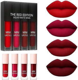 BR Belle Rosa 4 in 1 Liquid Matte Lipstick – Bold Red Edition, Non-Transfer