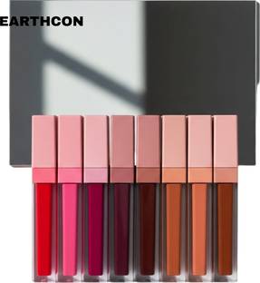 Earthcon Red & Nude Liquid Lipstick Gift Combo – 8 pcs