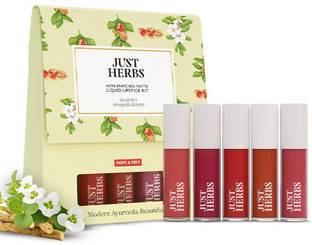 Just Herbs Enriched Liquid Lipstick Kit Set Of 5 Deeps & Reds