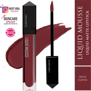 LOVE EARTH Liquid Mousse Lipstick - Irish Coffee Matte Finish, Lasts Up to 12 hours