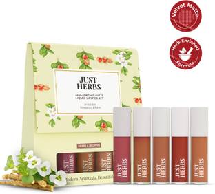 Just Herbs Herb Enriched Matte Liquid Lipstick Set of 5, Hydrating & Lightweight