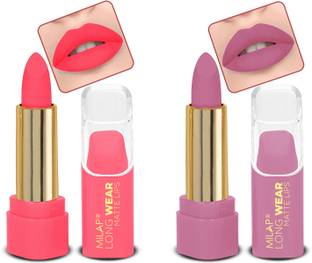 MILAP LONG WEAR Matte Lipstick, Highly Pigmented Lipsticks for Women Pack of 2