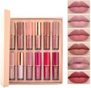 lip ray Pack of 12 Lipsticks- Bold, Matte Finish, Long-Lasting Shades for All