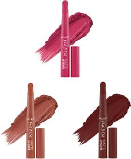 MILAP Pout It Out Lip Crayon Long lasting wear|With Jojoba & Avocado Oil|3 pc|10,14,17