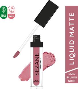 Sezane Liquid Matte Lipstick Waterproof 12 Hour Lasting Livia Salmon Nude-(NS06-5ml)