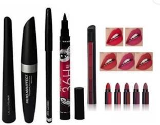 Naaritva 3in1 mascara eyeliner kajal with 5in1 red lipstick with 36 h pencil eyeliner