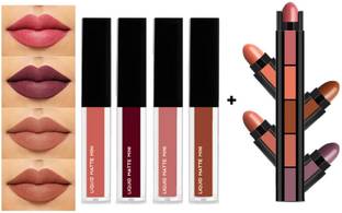 NYN HUDA Insta Beauty 5 in 1 Fab + Water Proof Liquid Matte Lipstick Set of 4