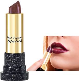 ADJD Gold Sequins Lipstick, Lip Makeup, Lip Color, Rich Mocha