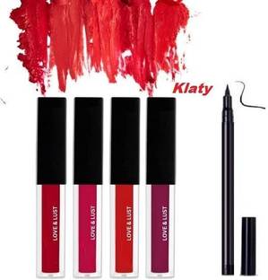 klaty 36 H Waterproof Liquid Eyeliner & 4 set Mini Matte Liquid Lipstick Red Edition (2 Items in the set)