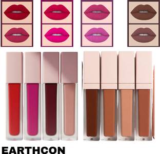 Earthcon 8-in-1 Lipstick Kit – 4 Red + 4 Nude Shades