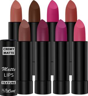 ForSure Cremy Matte lipstick 8 differenr shades combo, 3.5gm Each